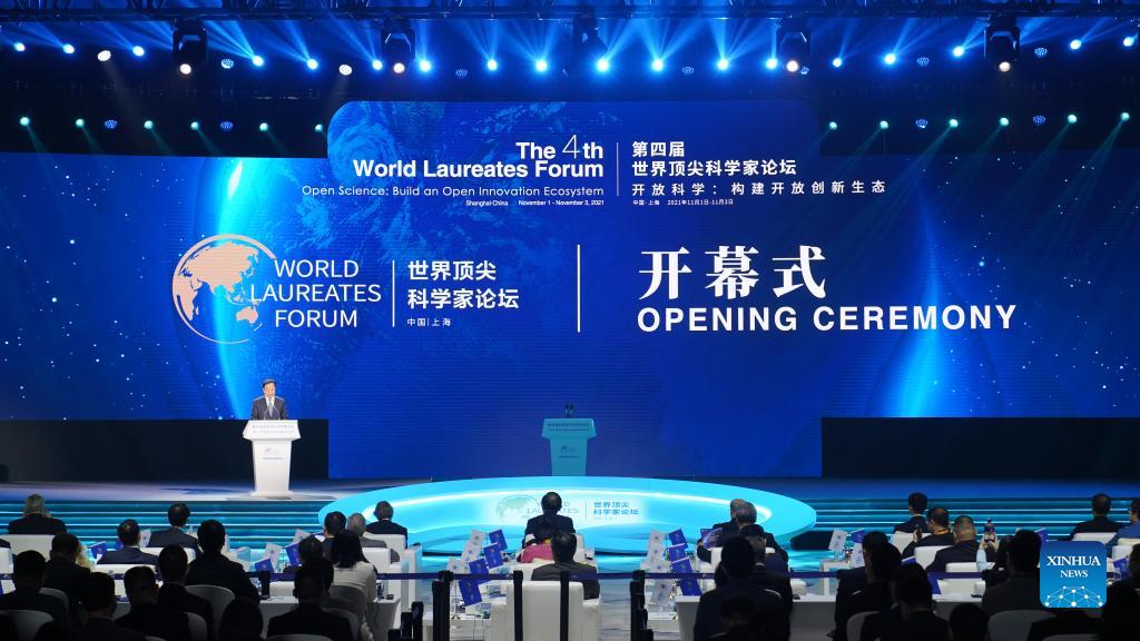 Cerimonia di apertura del IV World Laureates Forum, a Shanghai. (1 novembre 2021 -Xinhua/Yang Youzong)