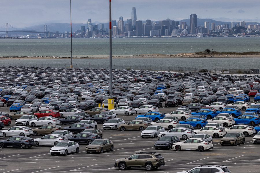Nuovi veicoli delle case automobilistiche giapponesi Subaru e Honda in un parcheggio del porto di Richmond, nella baia di San Francisco, California, Stati Uniti. (7 luglio 2025 - Foto/Agenzie)