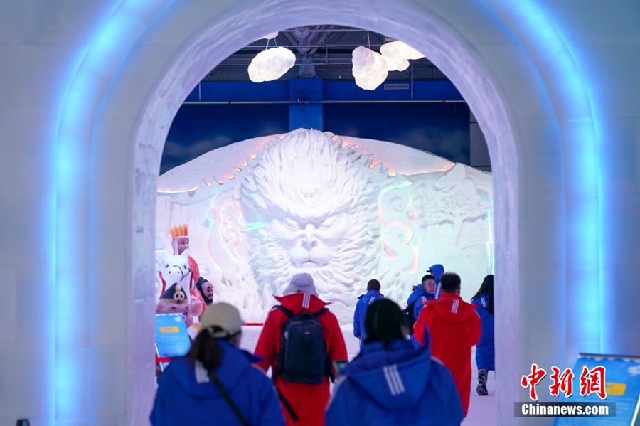 I turisti visitano la Galleria d'Arte di Ghiaccio e Neve.  (9 luglio 2025 – Chinanews/Zhao Yuhang)