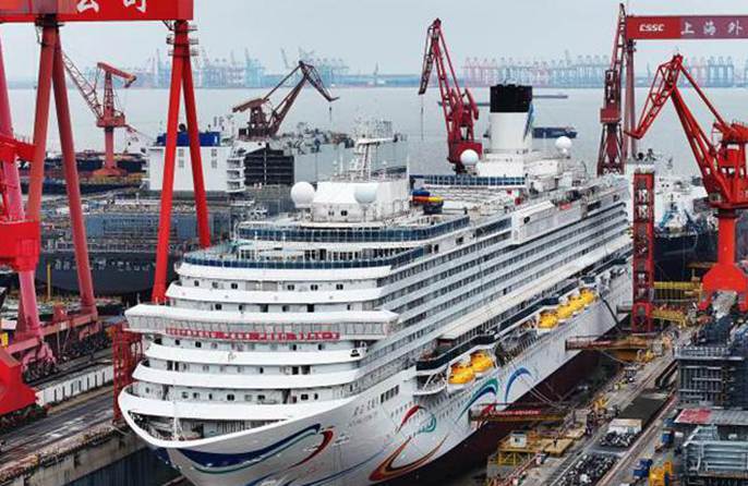 Completata la costruzione dello scafo principale della seconda grande nave da crociera cinese "Adora Flora City"
