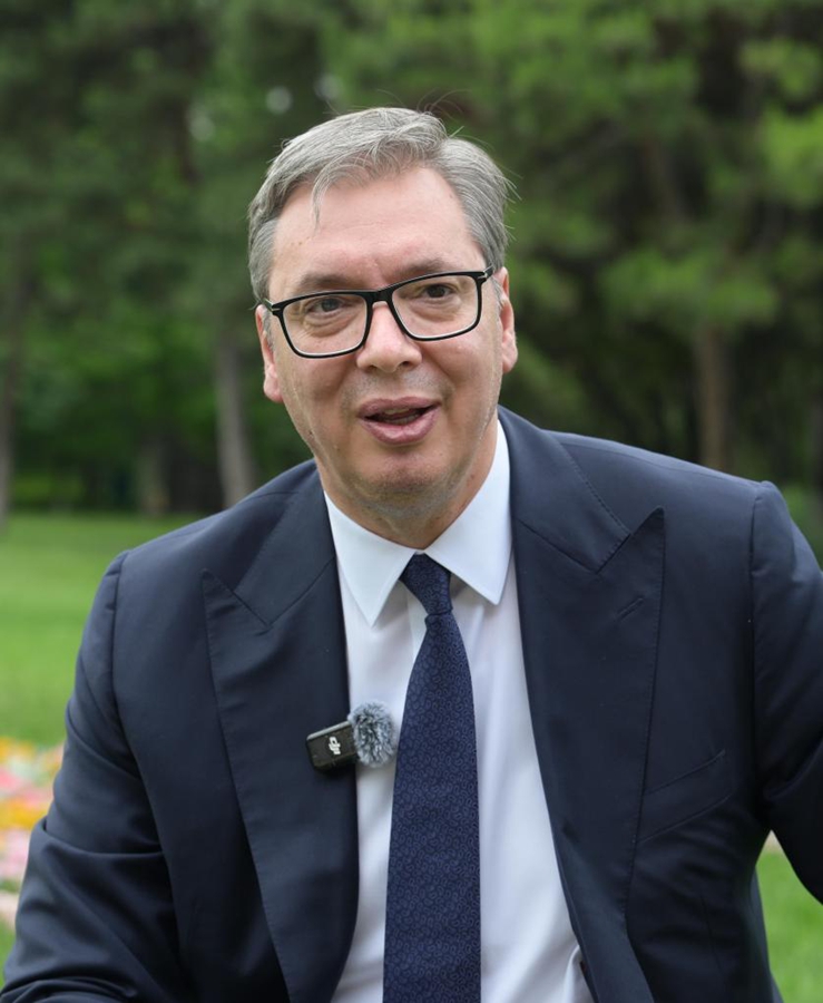 Il Presidente serbo Aleksandar Vučić rilascia un'intervista esclusiva all'agenzia Xinhua a Beijing, capitale della Cina. (26 maggio 2026 - Xinhua/Li He)