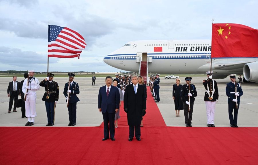 Xi Jinping arriva a Washington per la visita di Stato negli Stati Uniti