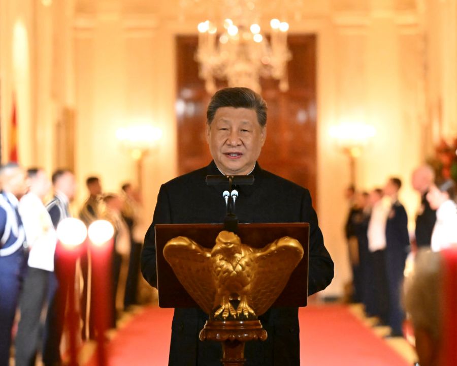 Xi Jinping e Peng Liyuan alla Casa Bianca per il banchetto di benvenuto