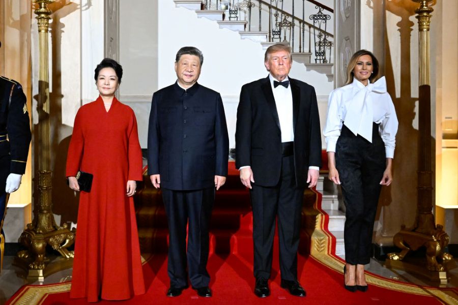Xi Jinping e Peng Liyuan alla Casa Bianca per il banchetto di benvenuto