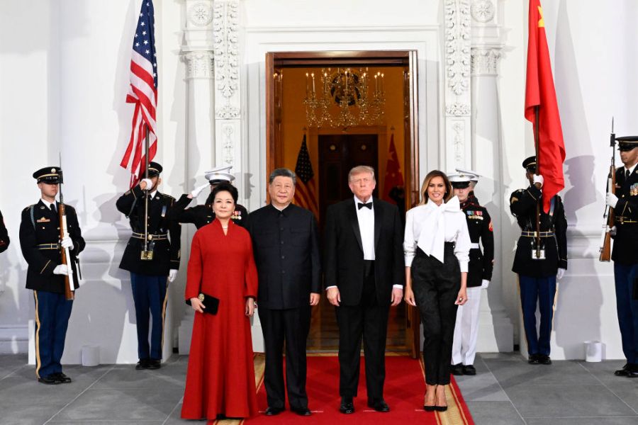 Xi Jinping e Peng Liyuan alla Casa Bianca per il banchetto di benvenuto